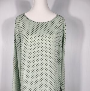 Ana‎ Tayor Green Polka Dot Blouse Size S